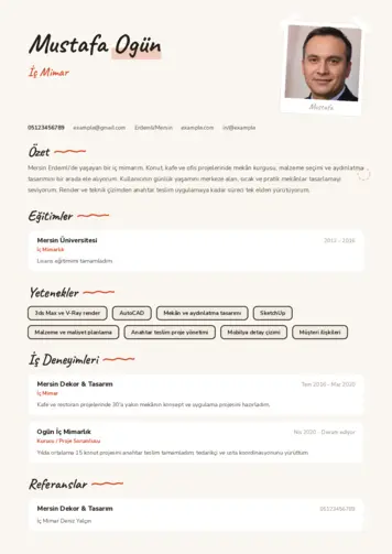 Mimar Cv Örnekleri cv indir
